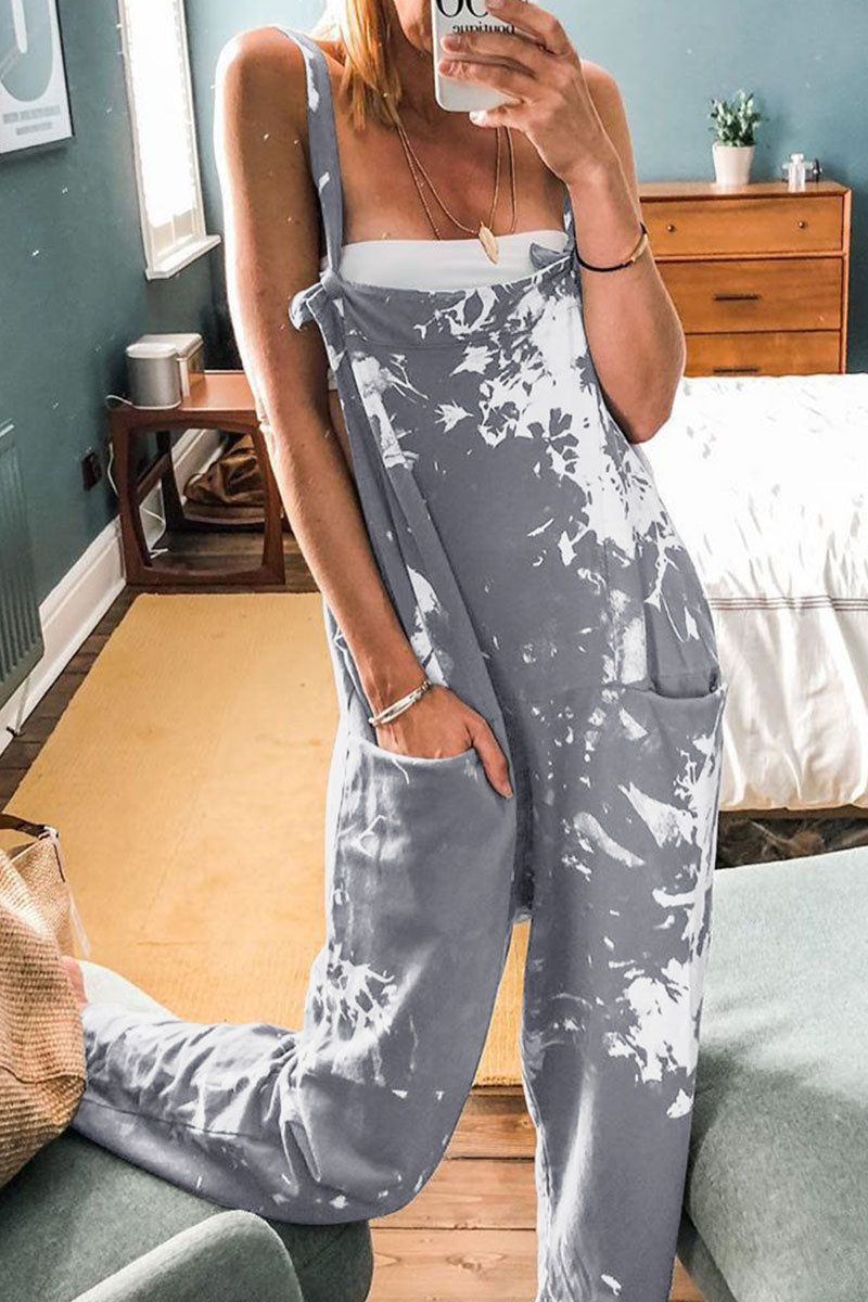 Tie-dye Spaghetti Strap Loose Jumpsuits(4 Colors)