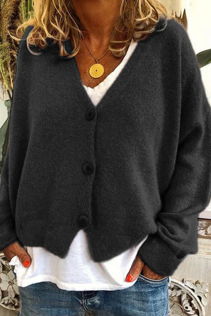 Patchwork V Neck Mid Waist Knit Cardigans(15 Colors)