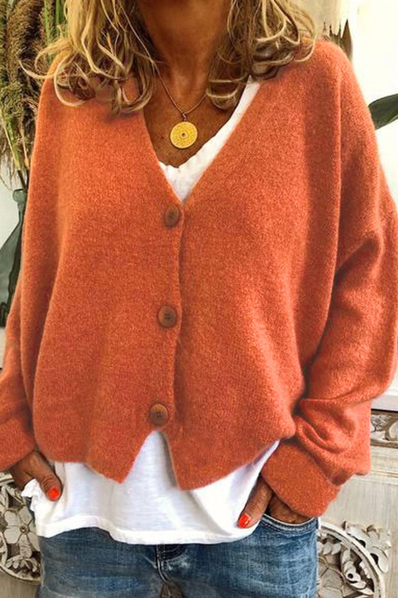 Patchwork V Neck Mid Waist Knit Cardigans(15 Colors)