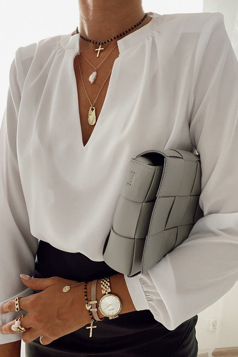 British Style V Neck Blouses(3 Colors)
