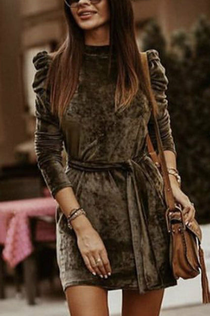 Patchwork O Neck Pencil Skirt Dresses(4 Colors)
