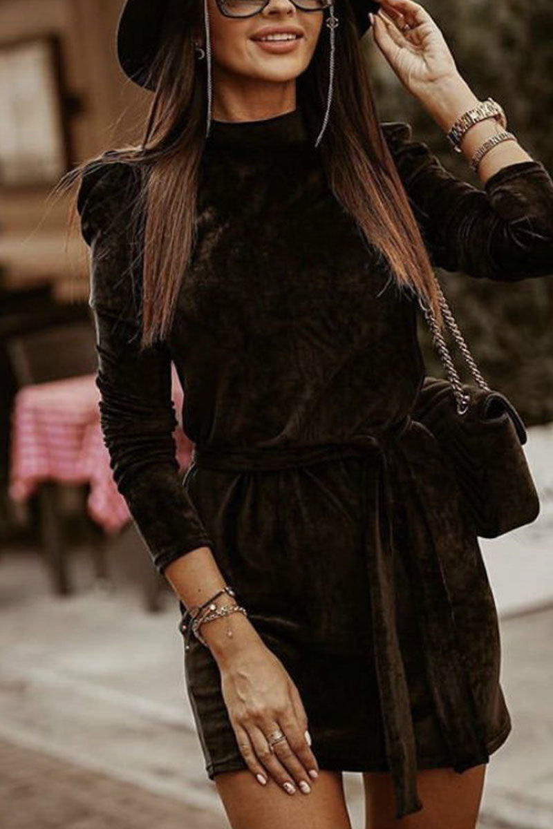Patchwork O Neck Pencil Skirt Dresses(4 Colors)