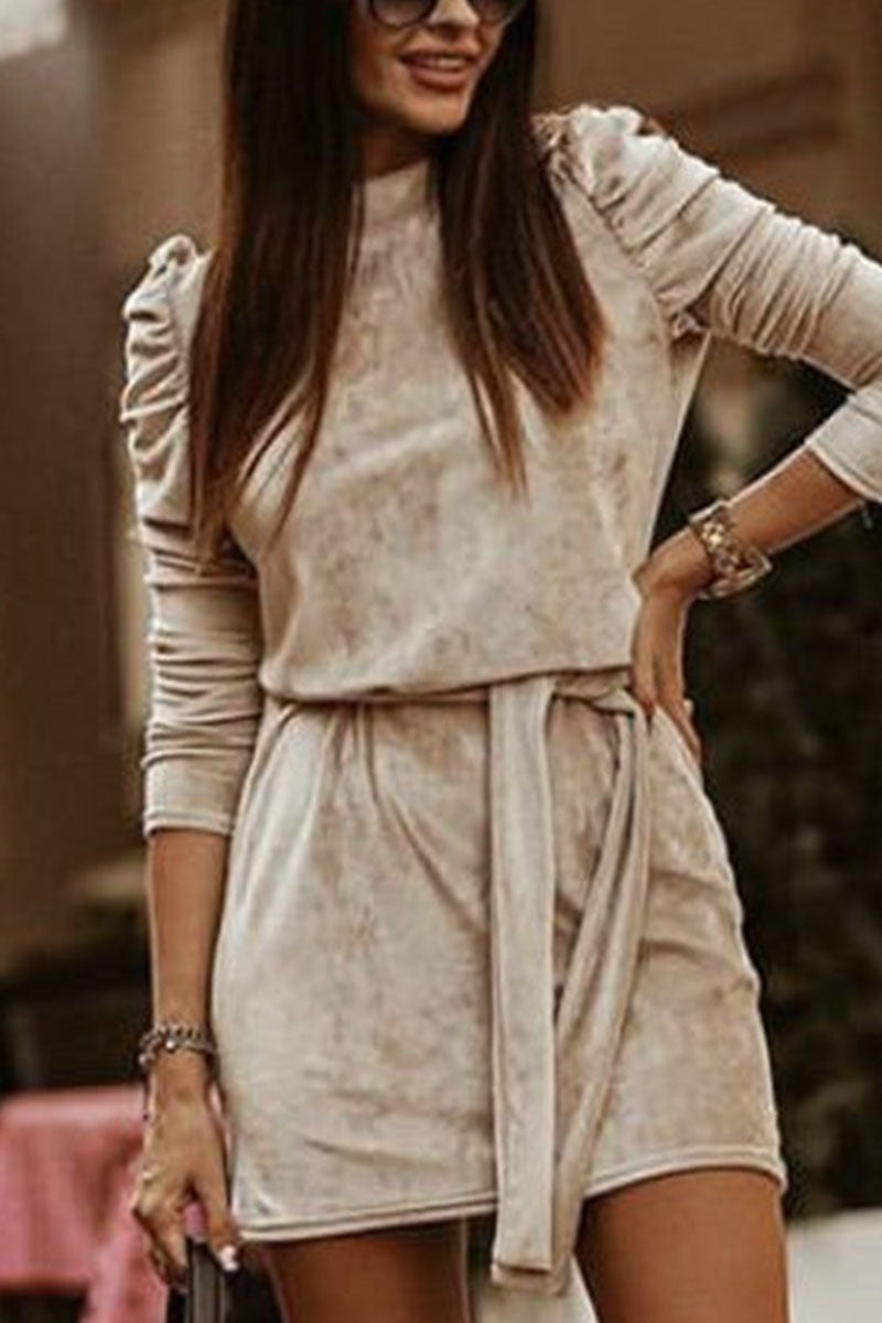 Patchwork O Neck Pencil Skirt Dresses(4 Colors)