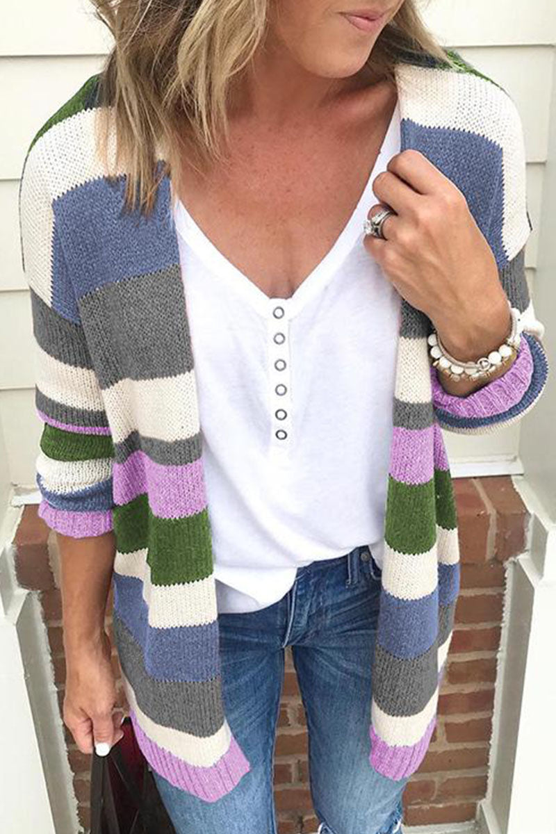 Street Striped Patchwork Cardigans