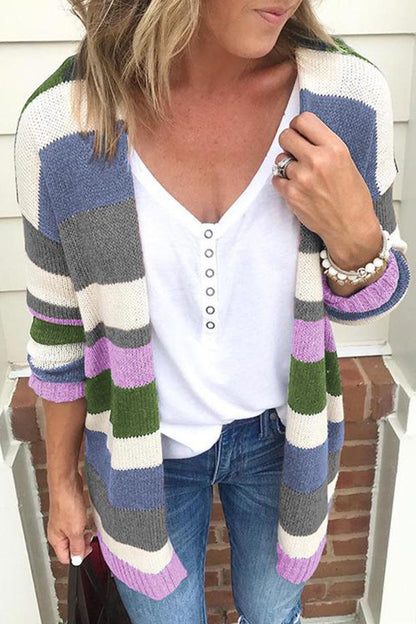 Street Striped Patchwork Cardigans