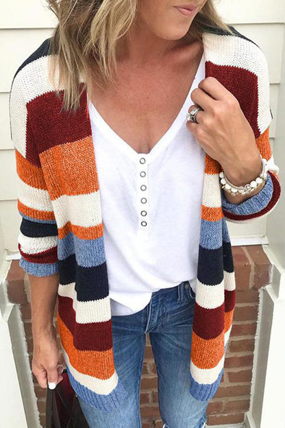 Street Striped Patchwork Cardigans