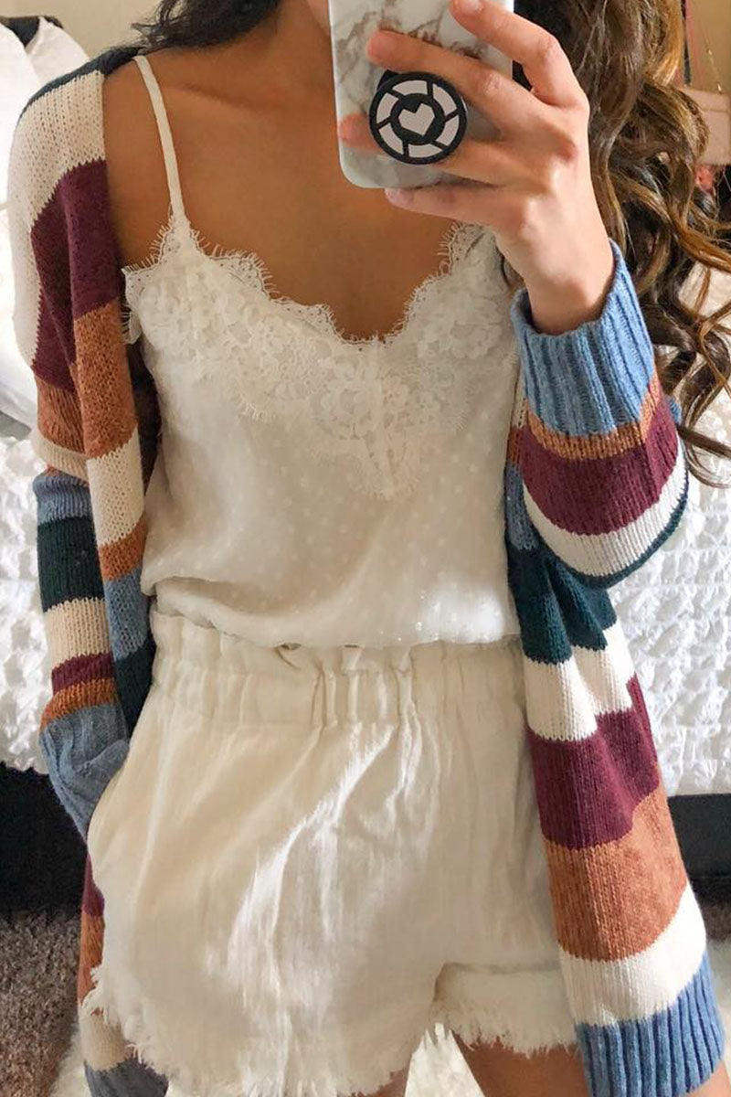 Street Striped Patchwork Cardigans
