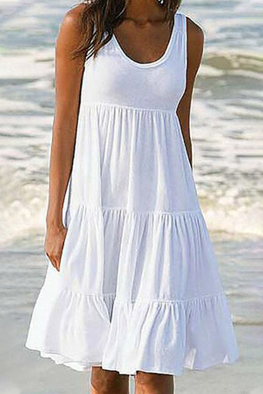 Sweet Patchwork O Neck Cake Skirt Dresses(6 Colors)