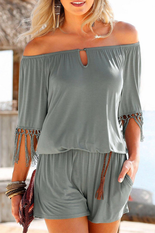 Without Belt Off the Shoulder Straight Rompers