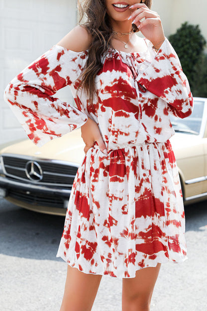 Street Tie Dye Patchwork Spaghetti Strap Waist Skirt Dresses