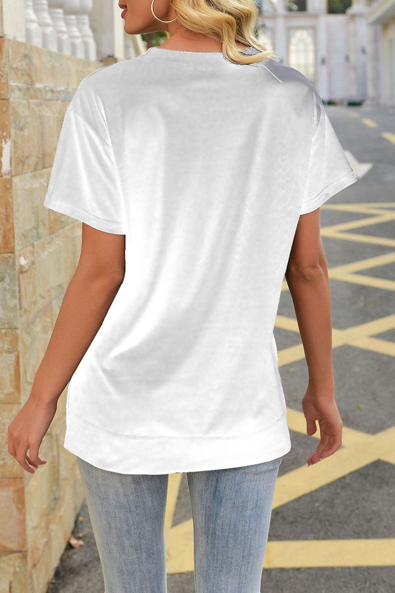 Street Striped Patchwork O Neck T-shirts