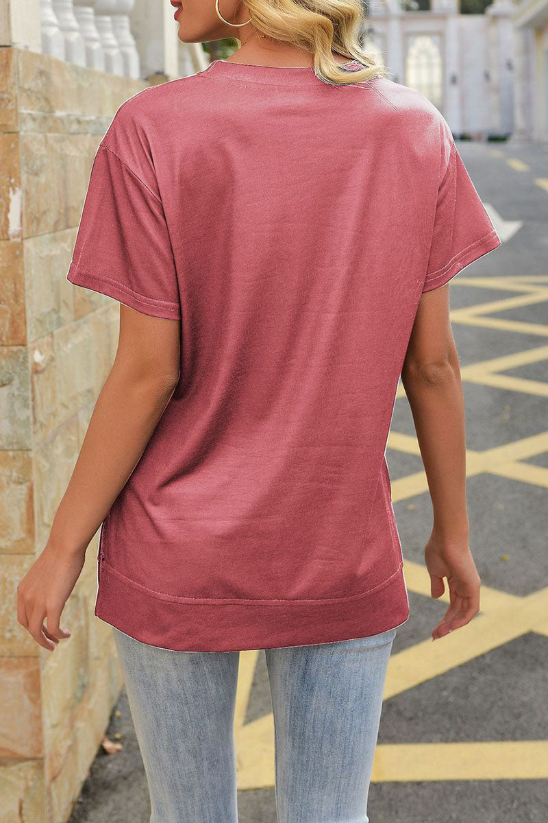 Street Striped Patchwork O Neck T-shirts