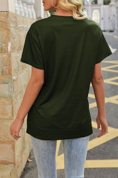 Street Striped Patchwork O Neck T-shirts