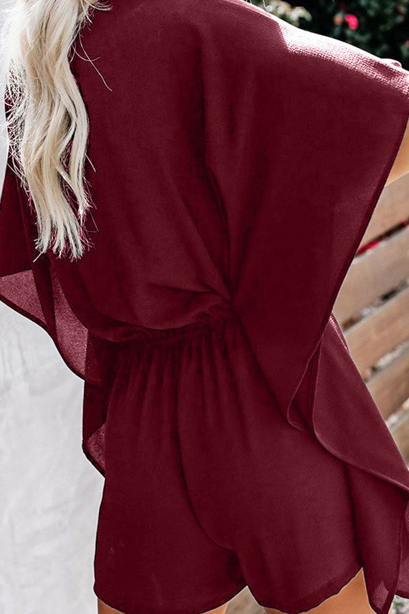 Frenulum V Neck Loose Rompers