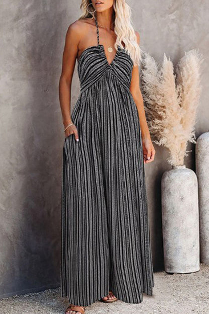Street Print V Neck a Line Maxi Dresses