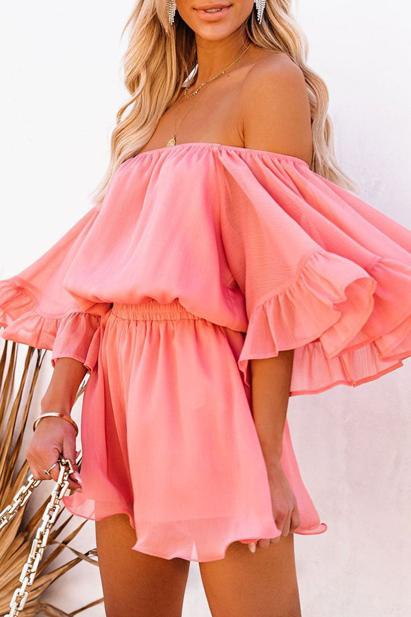 Patchwork Off the Shoulder Loose Jumpsuits(3 Colors)