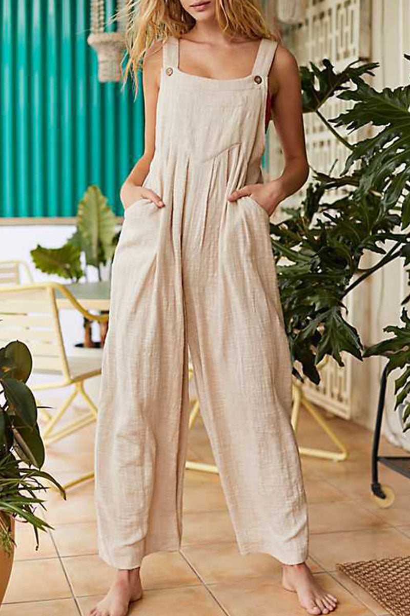 Without Belt Spaghetti Strap Loose Jumpsuits(3 Colors)