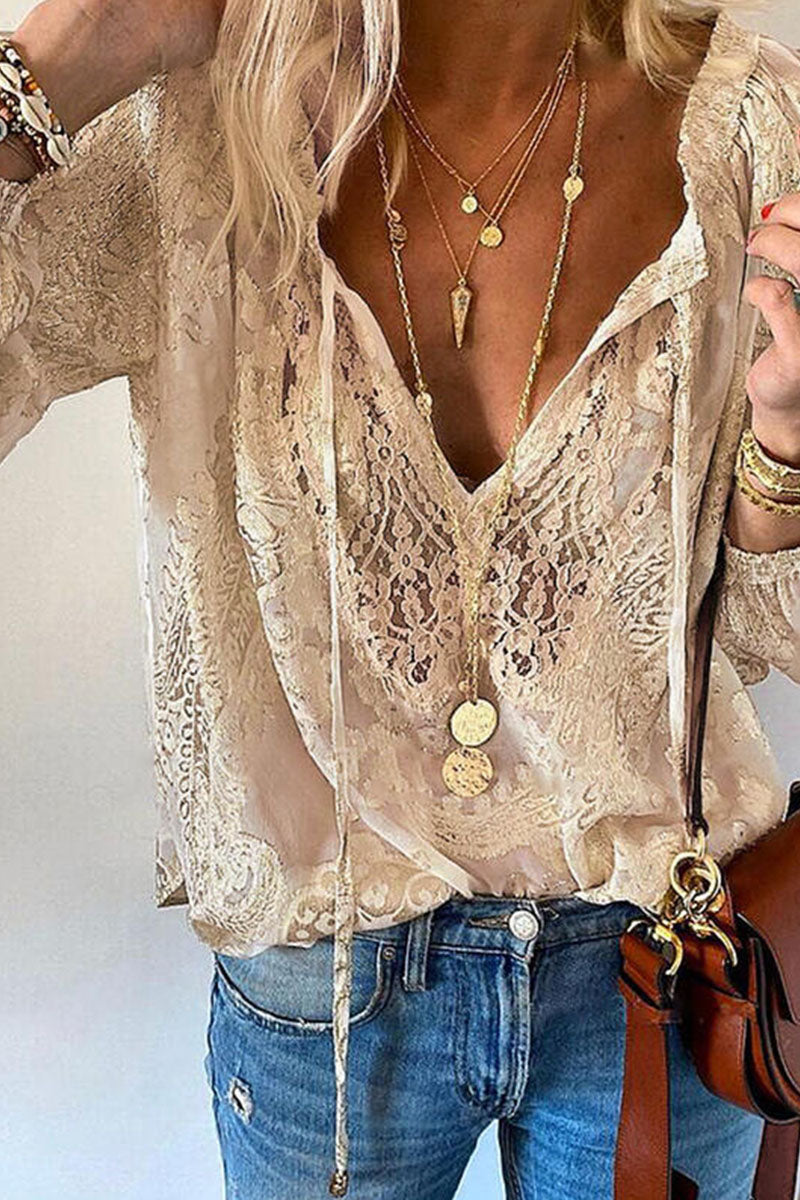 Patchwork V Neck Blouses(4 Colors)