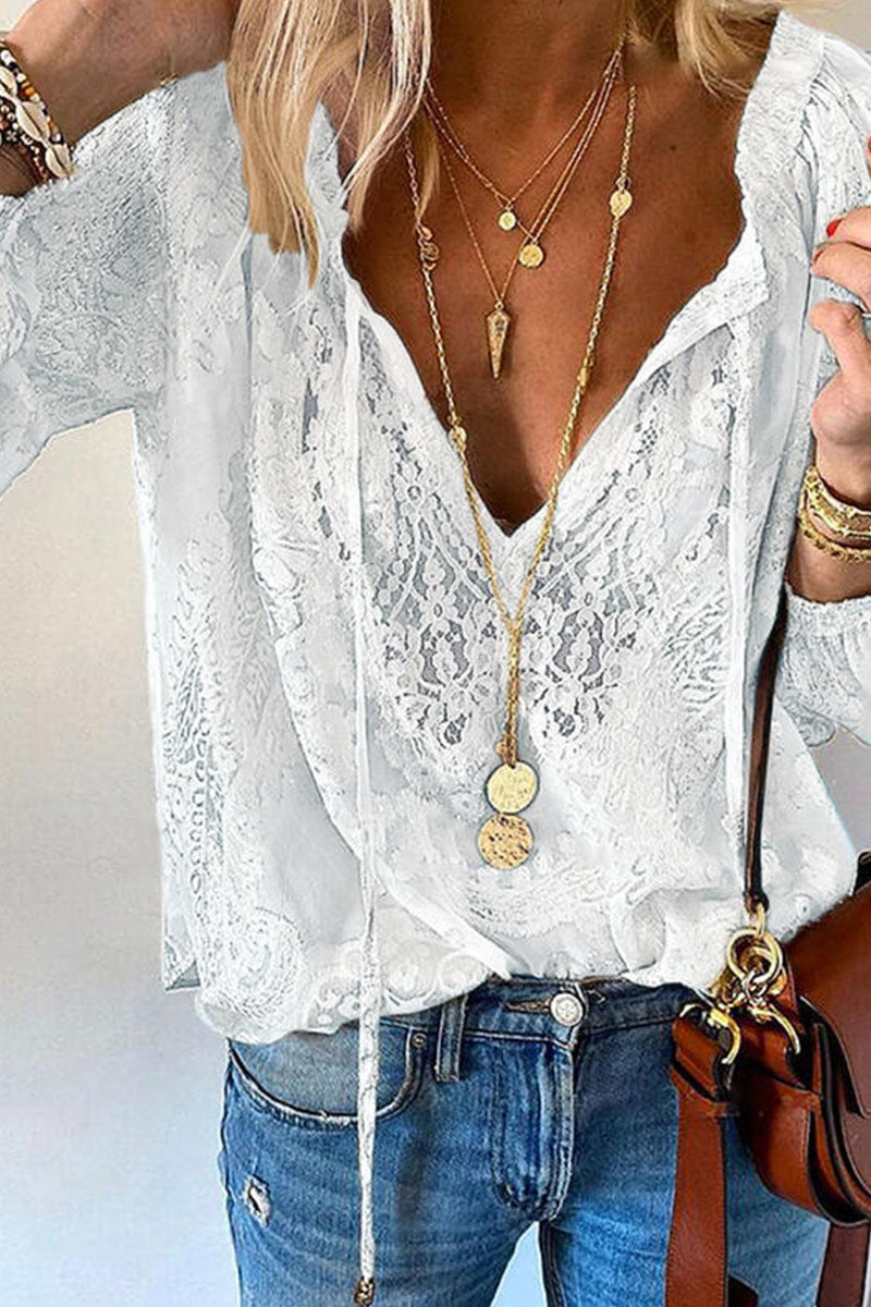 Patchwork V Neck Blouses(4 Colors)