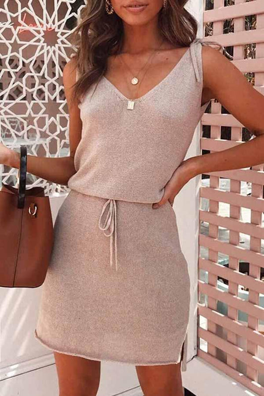 Patchwork O Neck Waist Skirt Dresses