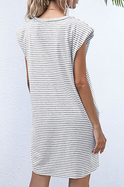 Striped Patchwork O Neck Pencil Skirt Dresses(3 Colors)