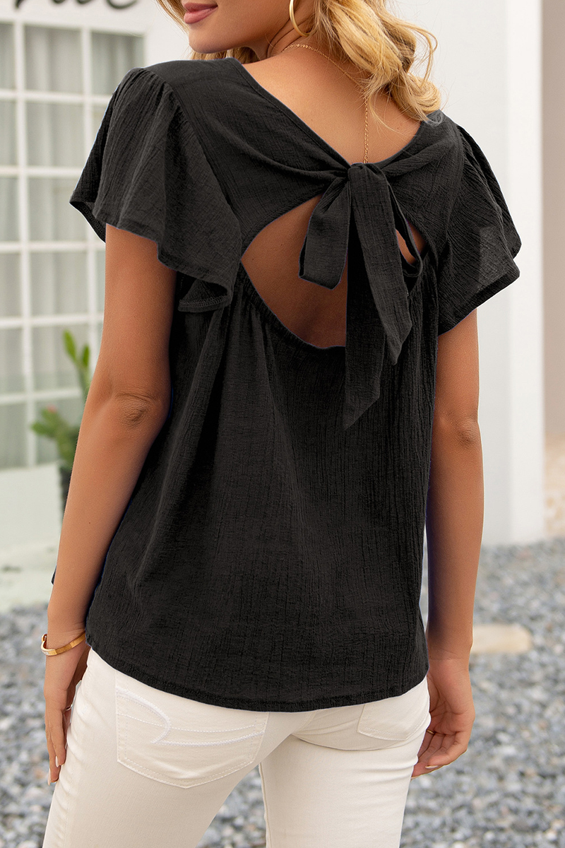 Backless With Bow O Neck T-shirts