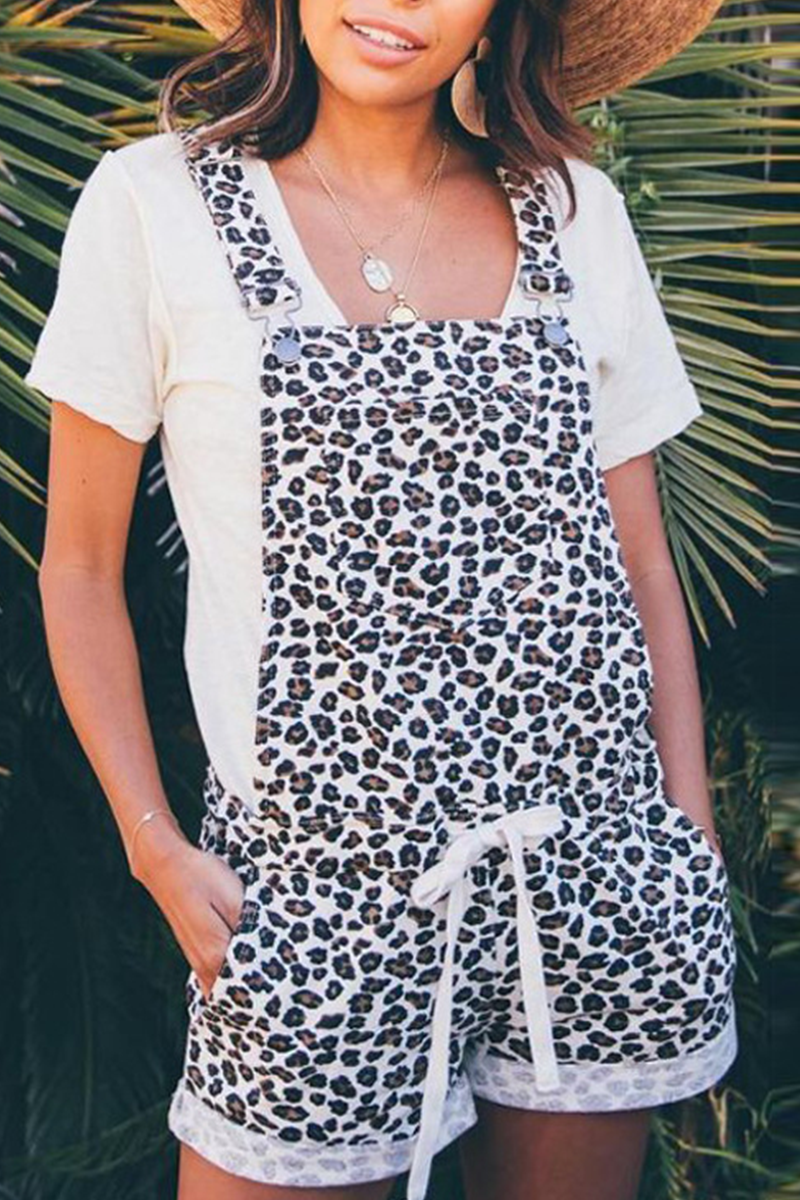 Leopard Patchwork Draw String Straight Rompers