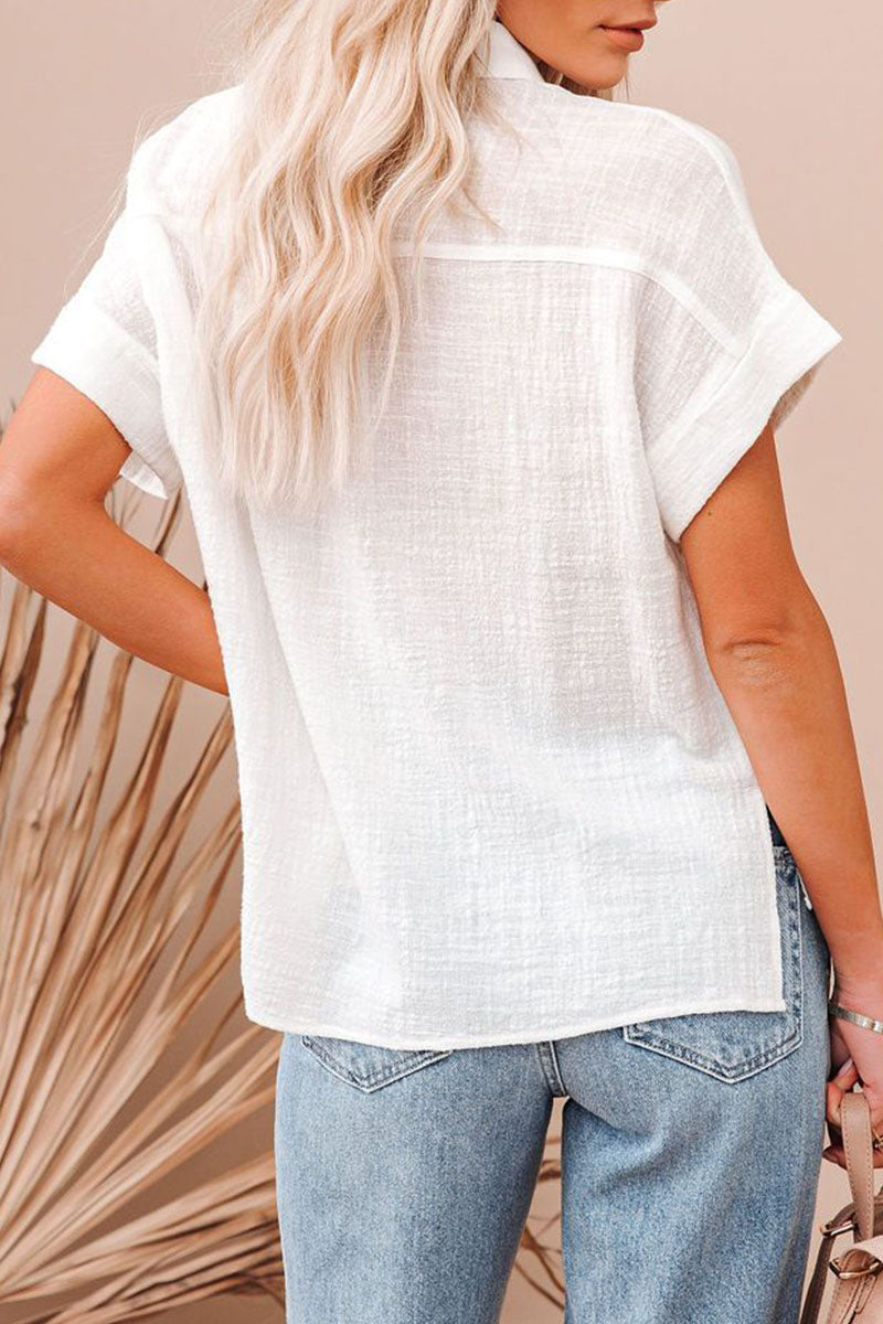 Patchwork Turndown Collar Blouses(3 Colors)