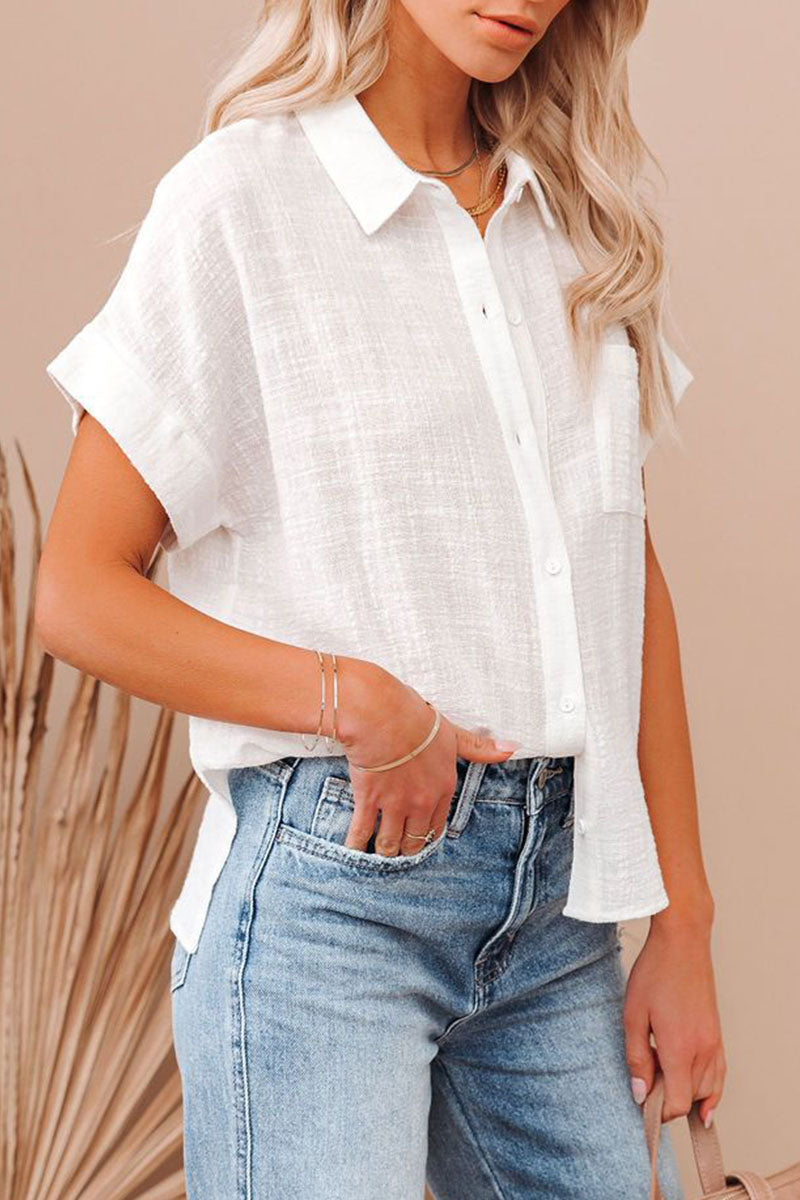 Patchwork Turndown Collar Blouses(3 Colors)