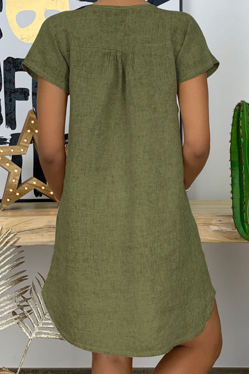 Patchwork V Neck Lantern Skirt Dresses(8 Colors)