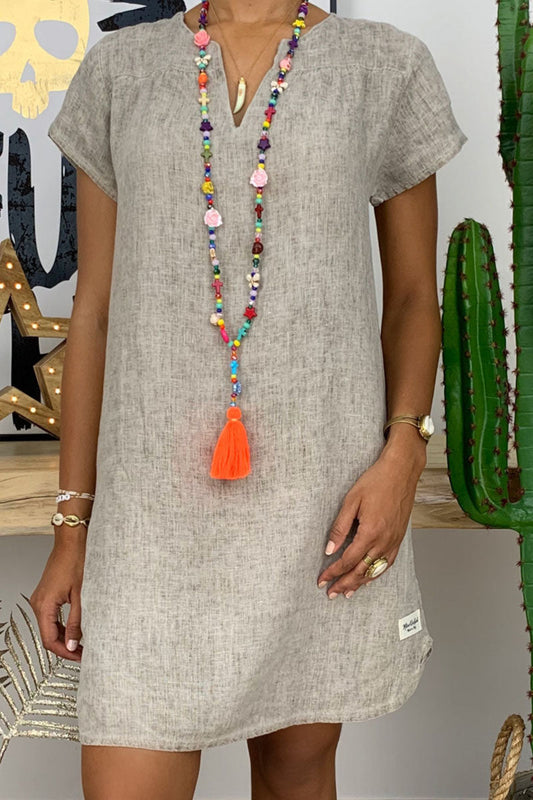 Patchwork V Neck Lantern Skirt Dresses(8 Colors)