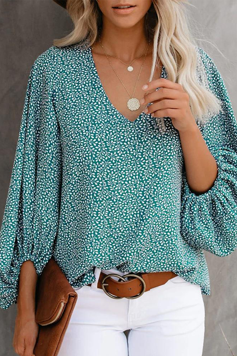 Print Basic V Neck Blouses(8 Colors)