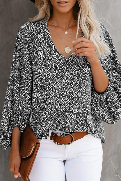 Print Basic V Neck Blouses(8 Colors)
