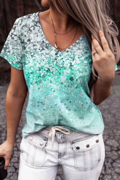 Print V Neck T-shirts