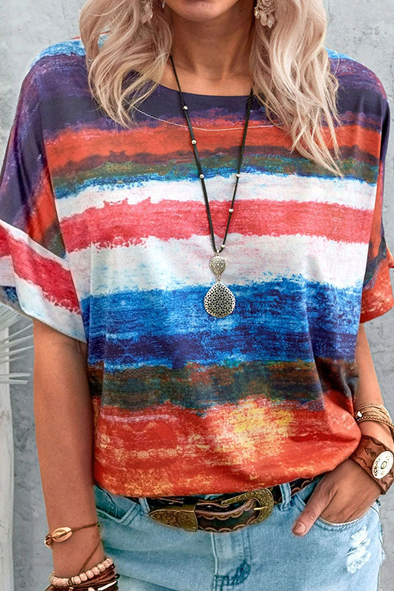 Gradual Change O Neck T-shirts(7 Colors)
