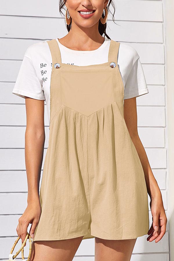 Cotton and Linen Loose One-piece Wide-leg Shorts