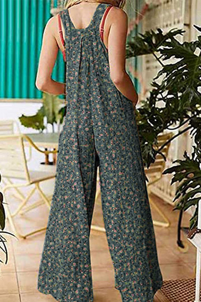 Pocket Square Collar Regular Jumpsuits