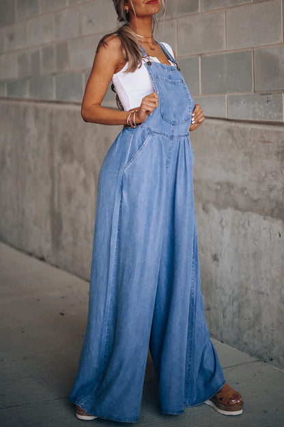Pocket Spaghetti Strap Loose Jumpsuits(3 Colors)
