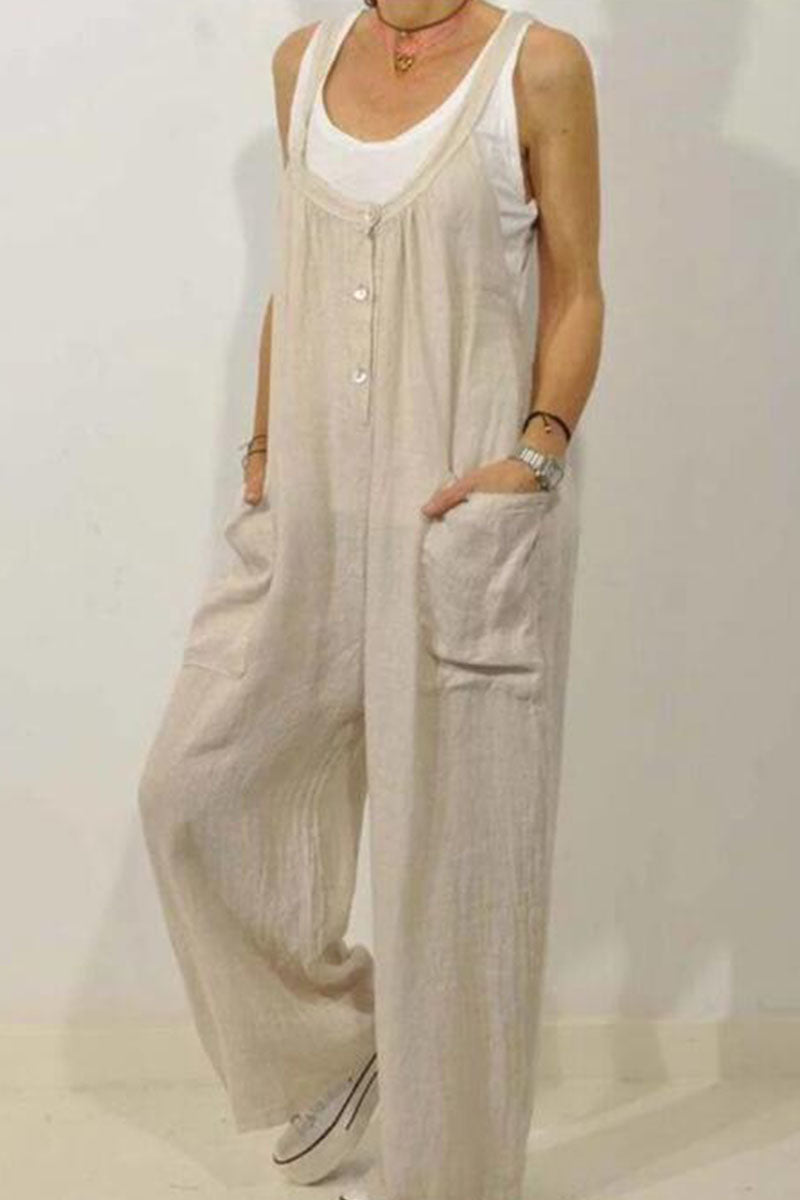 Pocket Spaghetti Strap Loose Jumpsuits