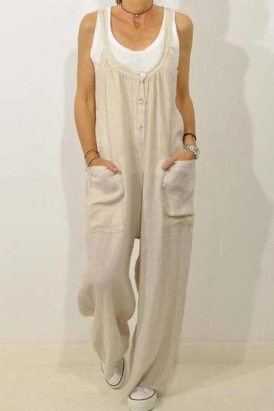 Pocket Spaghetti Strap Loose Jumpsuits