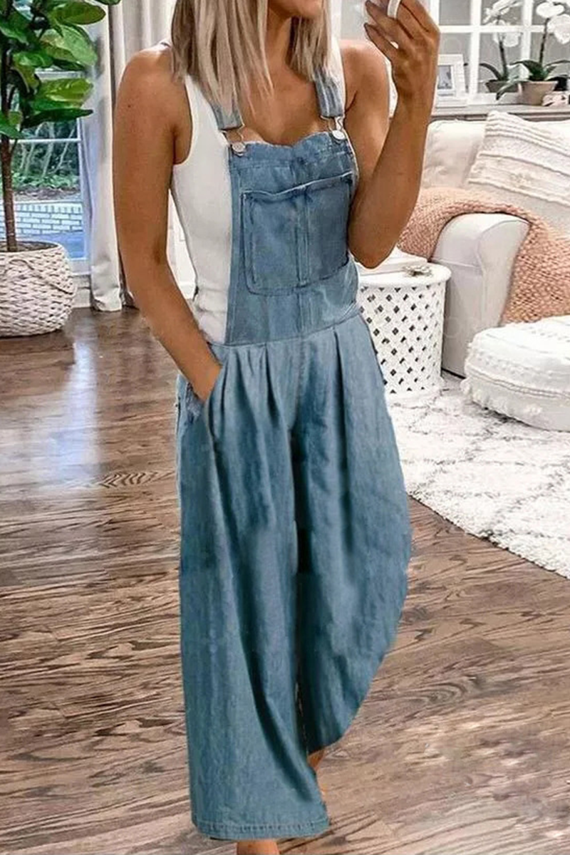 Pocket Fold Strapless Jumpsuits