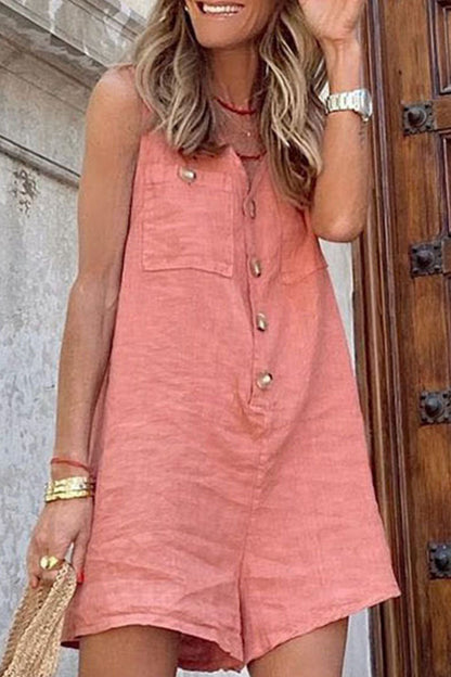 Patchwork V Neck Loose Rompers
