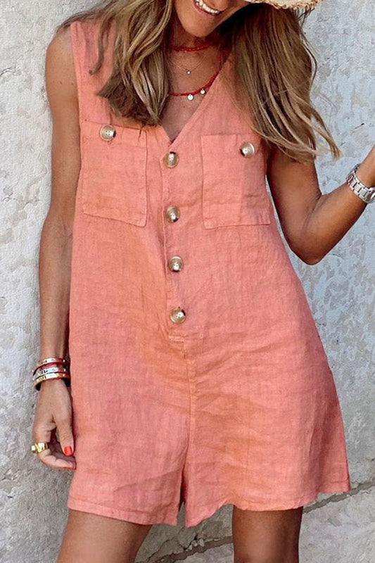 Patchwork V Neck Loose Jumpsuits(4 Colors)