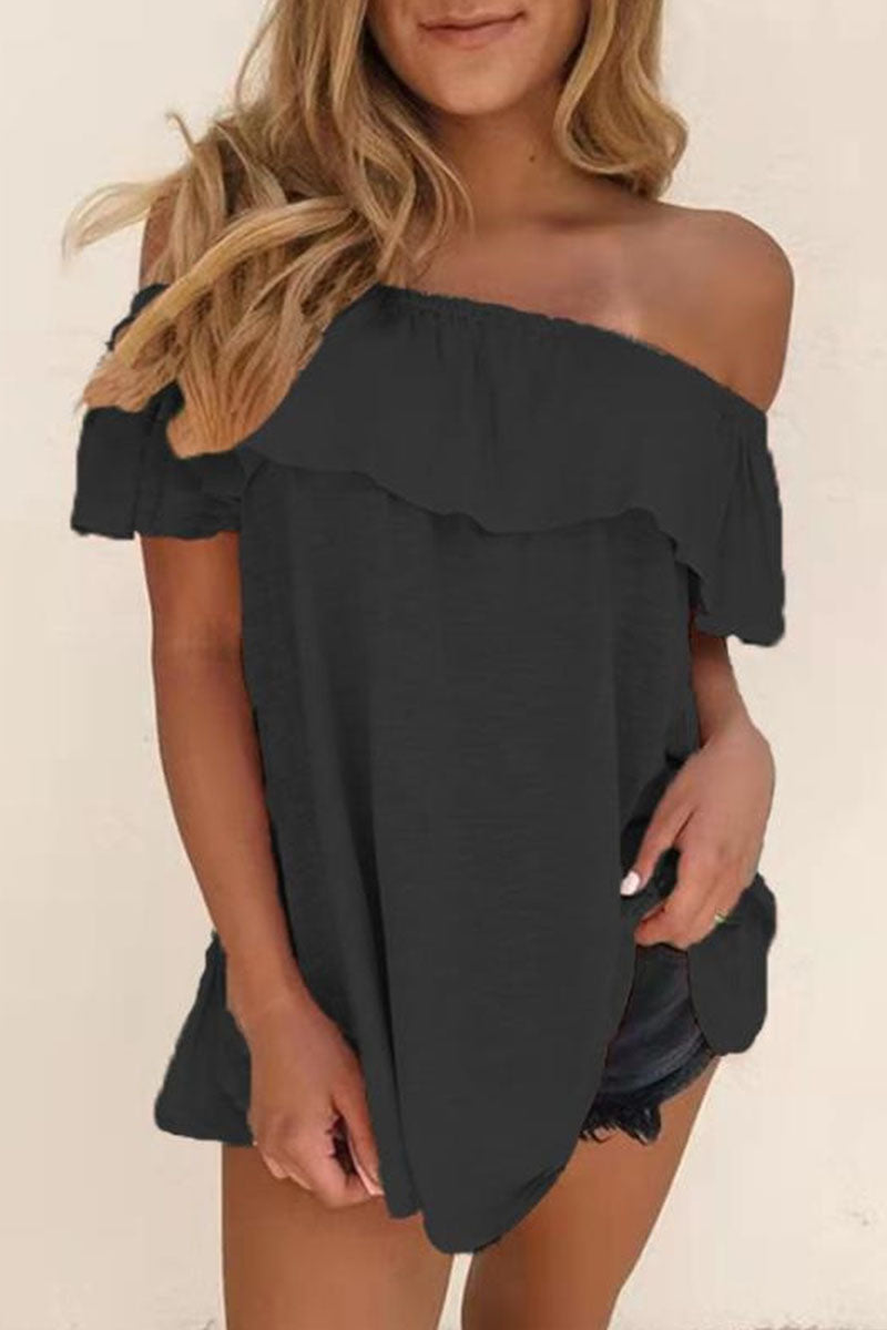 Patchwork Off the Shoulder T-shirts