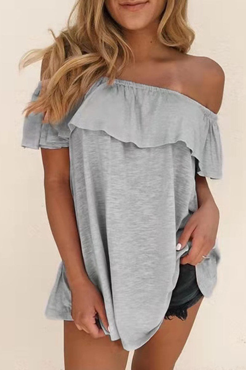 Patchwork Off the Shoulder T-shirts
