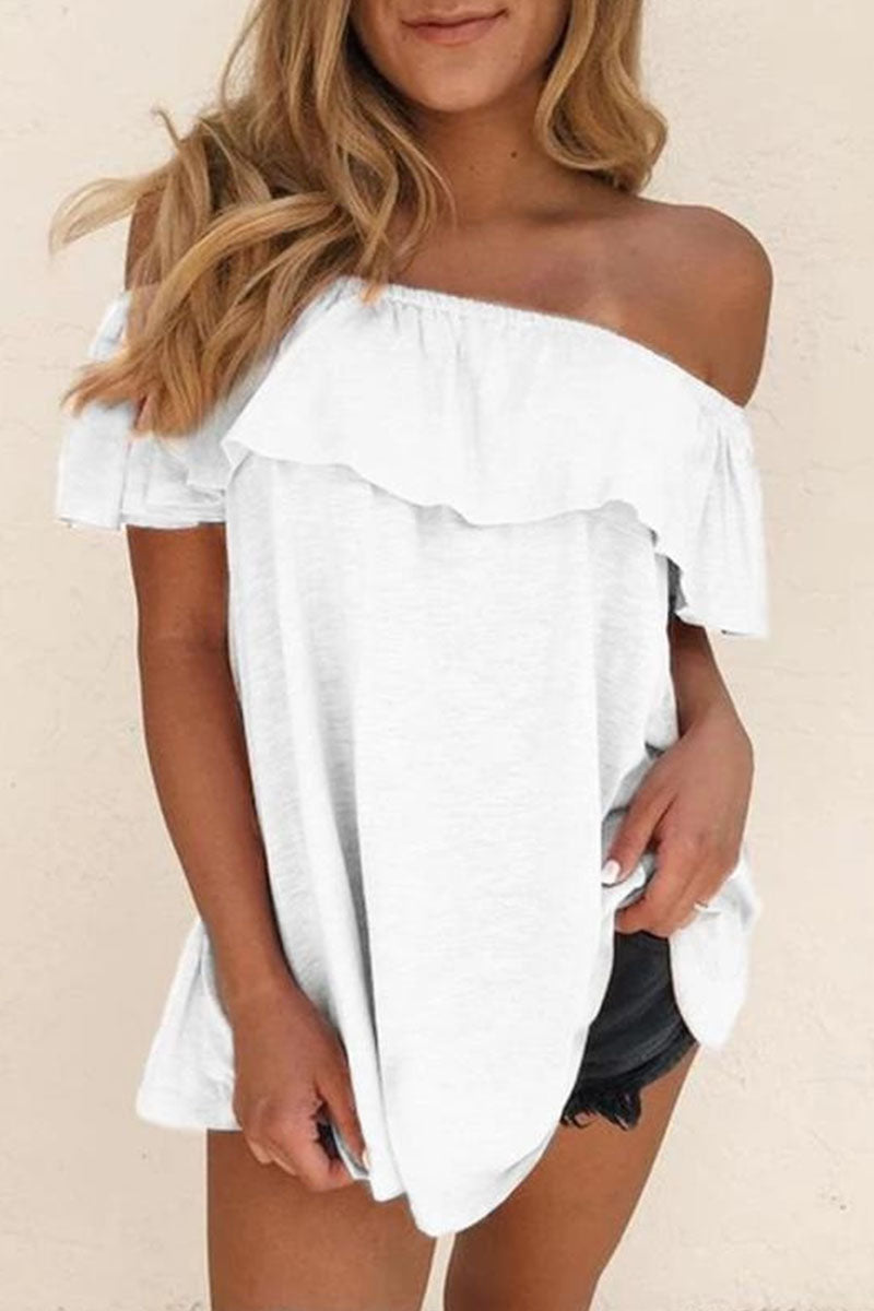 Patchwork Off the Shoulder T-shirts