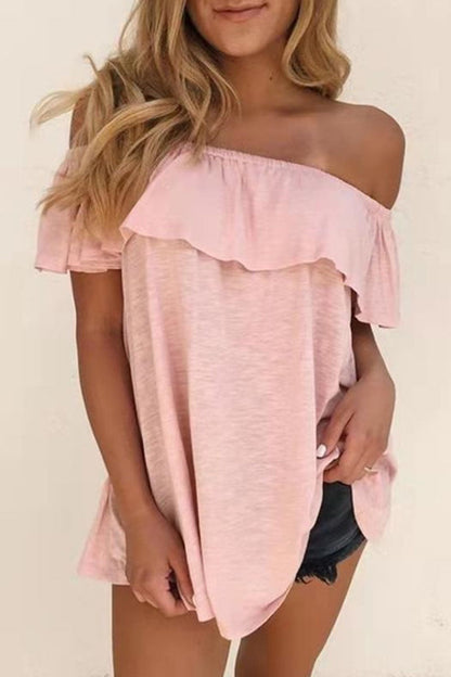 Patchwork Off the Shoulder T-shirts