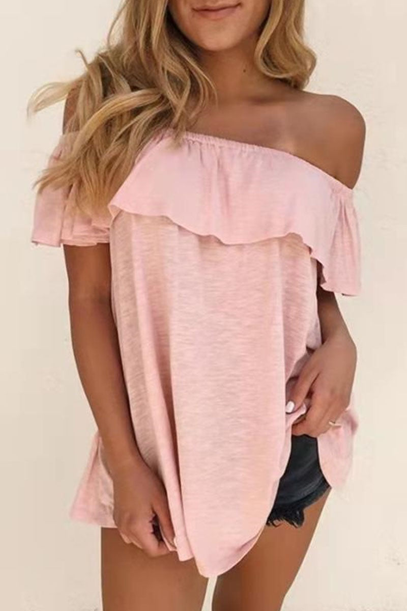 Patchwork Off the Shoulder T-shirts