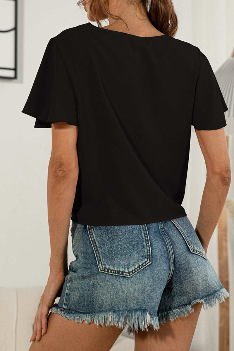 Sweet Patchwork V Neck T-shirts
