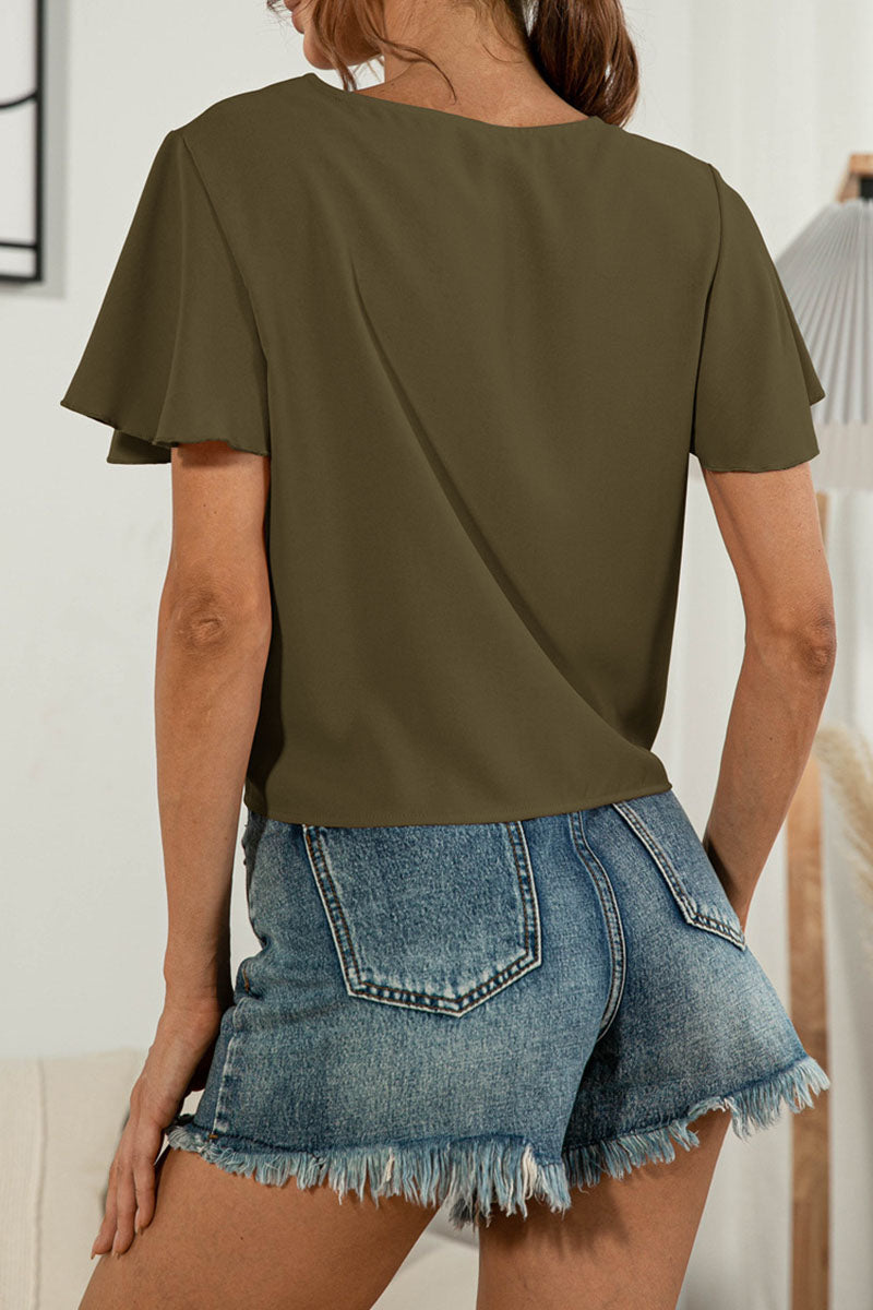 Sweet Patchwork V Neck T-shirts